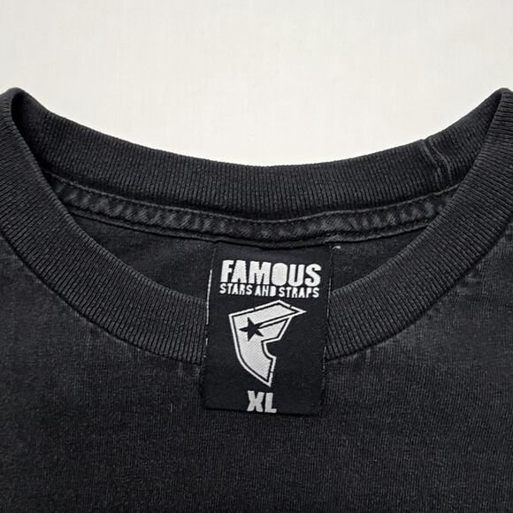 Y2K Famous Stars and Straps Graphic Tee Black Checkered Logo XL Shirt Streetwear - Picture 7 of 12